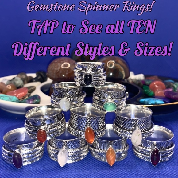 Gemstone Spinner Rings! Many Sizes & Styles! SPECIAL PRICE! 🤑 - Picture 1 of 7